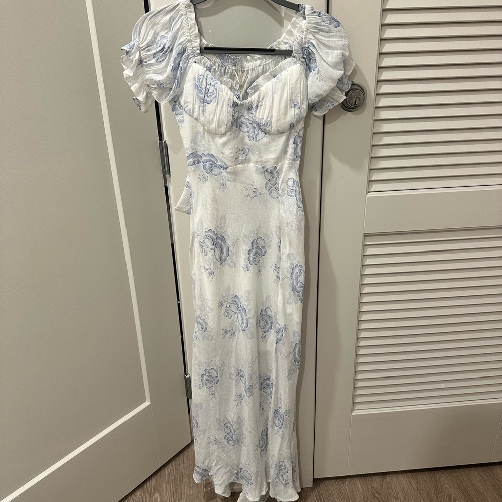 Elegant Blue Floral Women's Dress